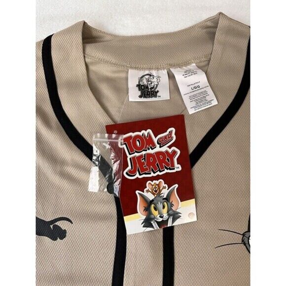 Tom & Jerry Men's‎ Front&Back Graphic Jersey Baseball Shirt NEW - Picture 3 of 11